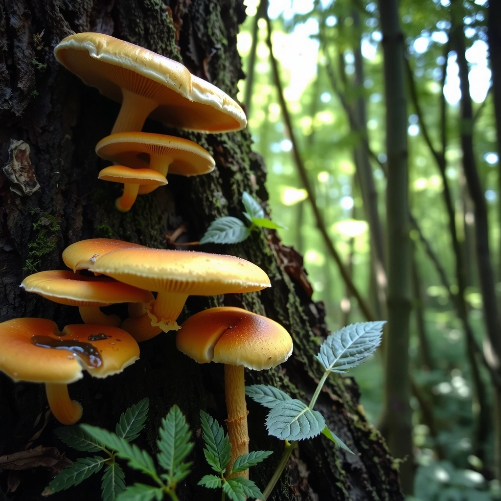 Czech forest with wild herbs and medicinal plants in natural setting